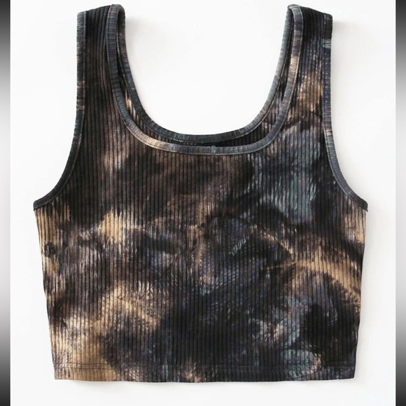 Tops - Black and brown dye cropped tank size medium
